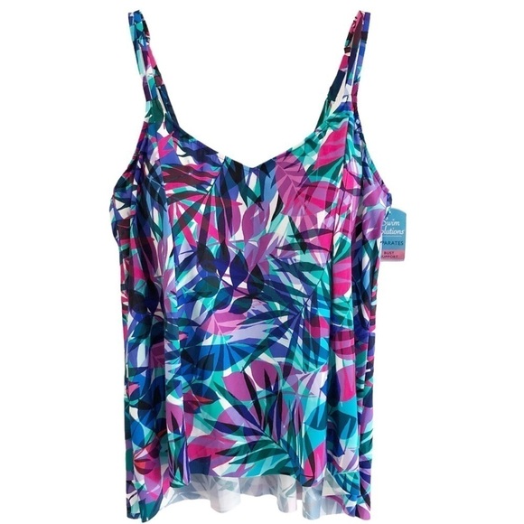 Swim Solutions Hi-Low Multicolored Tankini Size 24W NWT - Picture 10 of 10